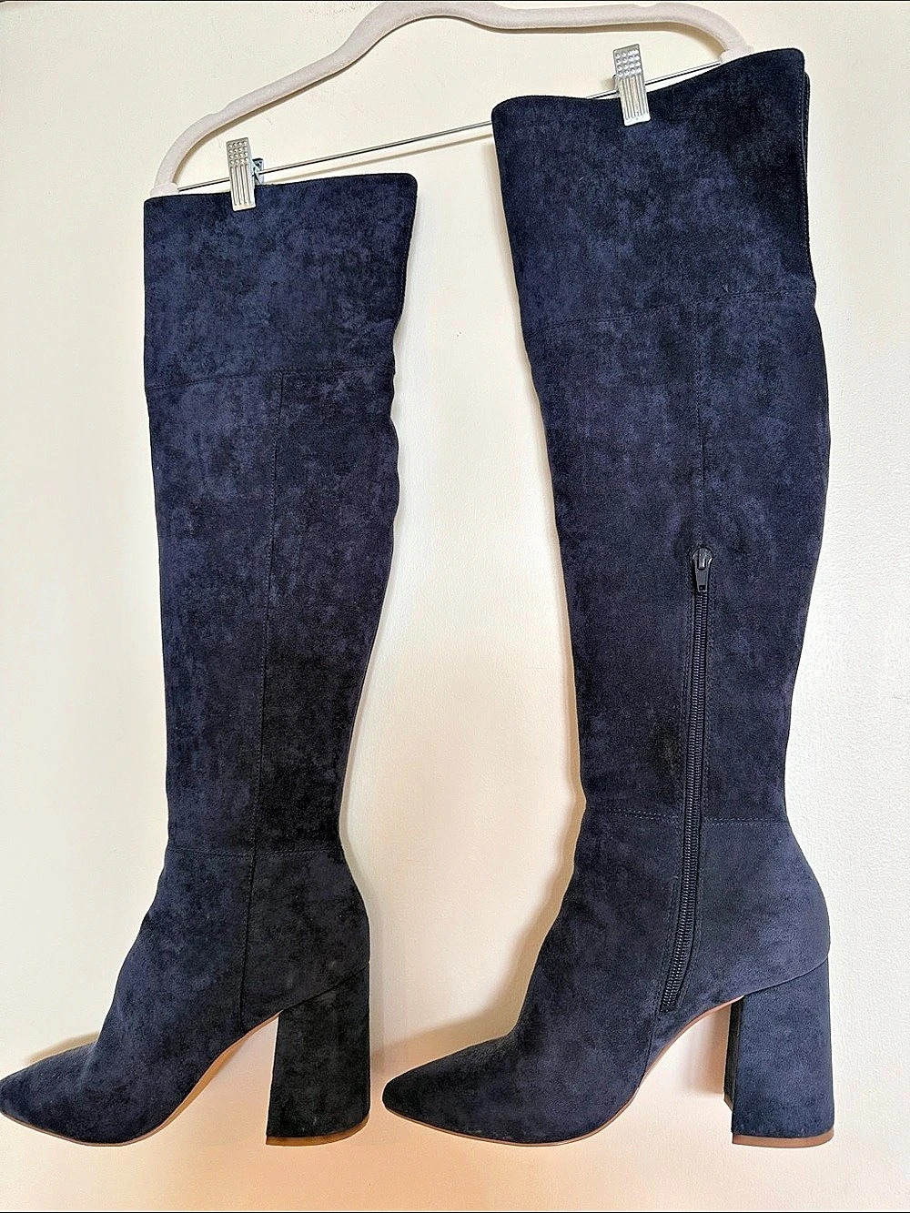 Neiman Marcus Over-the-Knee suede 90Heeled Boots in Blue Like New